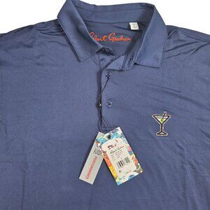 Robert Graham Mens Navy Martini Polo Performance Golf Shirt Small